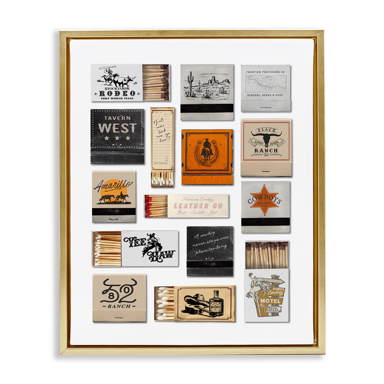 Stupell Industries Wild West Rodeo Matchbooks Floating Frame By Lettered and Lined